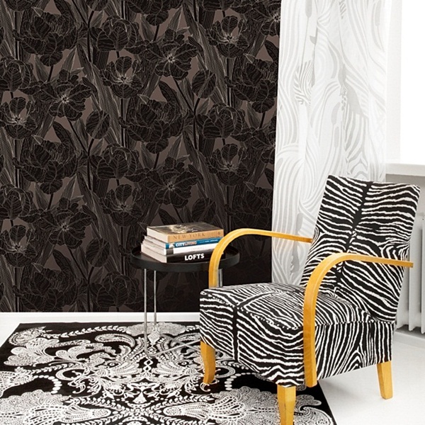 Interior decorado con Papel Pintado Vallila Sarastus 5139-2