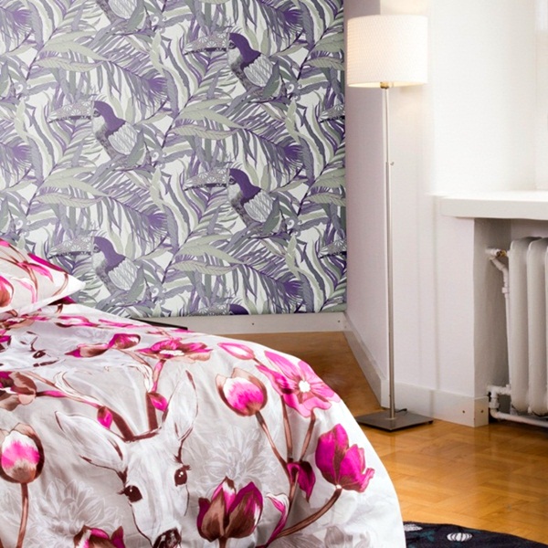 Interior decorado con Papel Pintado Vallila Sarastus 5147-1