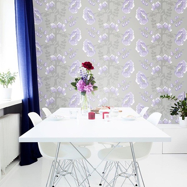 Interior decorado con Papel Pintado Vallila Sarastus 5146-3