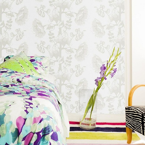 Interior decorado con Papel Pintado Vallila Sarastus 5146-2