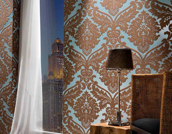 Interior decorado con Papel Pintado Flock 4 5543-69