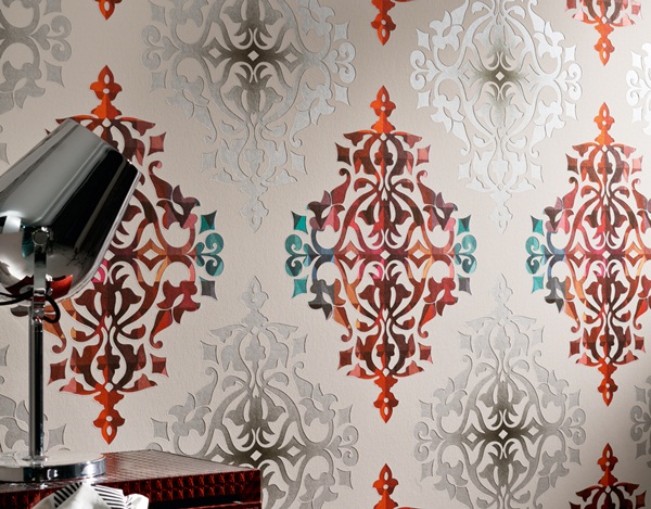 Interior decorado con Papel Pintado Flock 4 95614-1